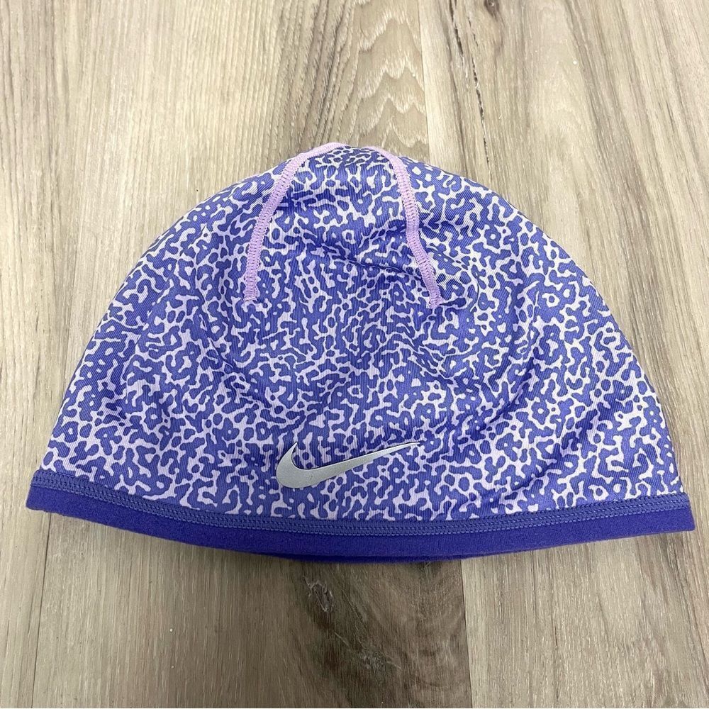 Nike Hat Girls OS‎ Dri-Fit Reversible Purple Patterned Running Beanie